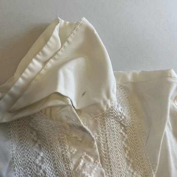 VINTAGE white fancy button down dress shirt M - Picture 5 of 12